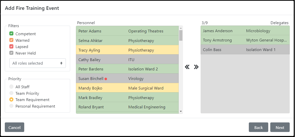 Thoosa Screenshot: Planning a training event